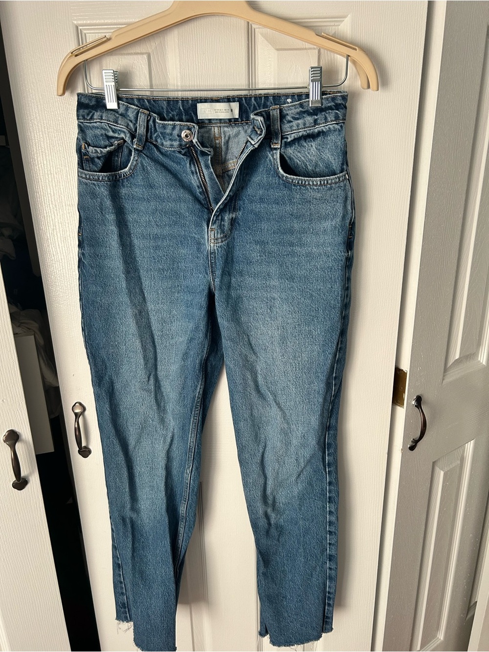 Zara Medium Blue Straight-Leg Jeans